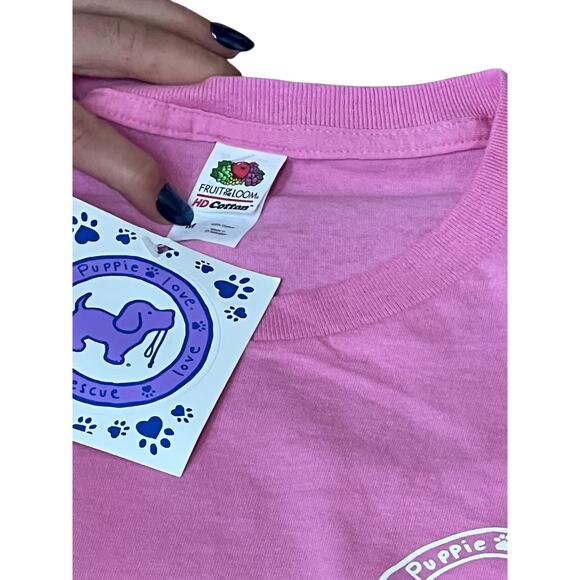 Puppie Love Rescue Pink Long Sleeve Shirt Medium Valentines Candy Hearts Dog NWT - Picture 7 of 8